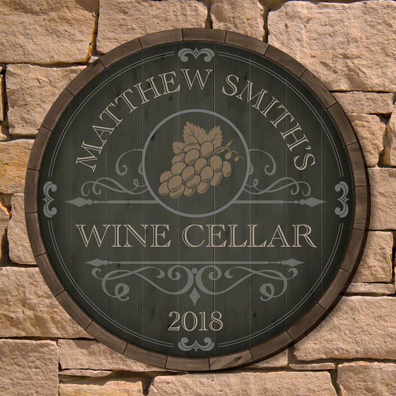 Fleur De Lis Living Barrel Personalized Wine Cellar Sign Wall Décor